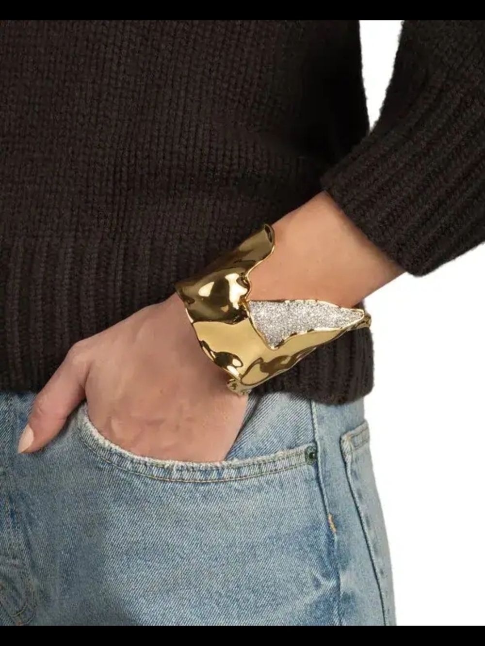 ALEXIS BITTAR Gold-Plated Solanales Crystal Folded Cuff Bracelet